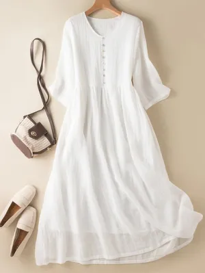 Britney - Women's V-neck dress, plain, mid-length sleeves