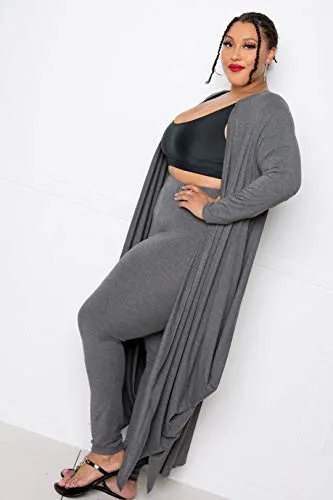 Bubbled Hem Waterfall Cardigan Charcoal Grey