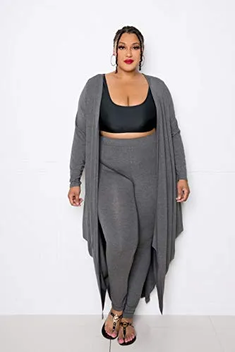 Bubbled Hem Waterfall Cardigan Charcoal Grey