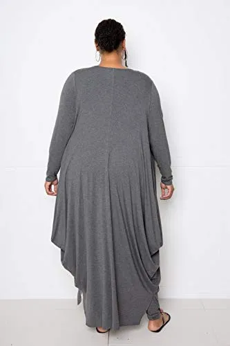 Bubbled Hem Waterfall Cardigan Charcoal Grey