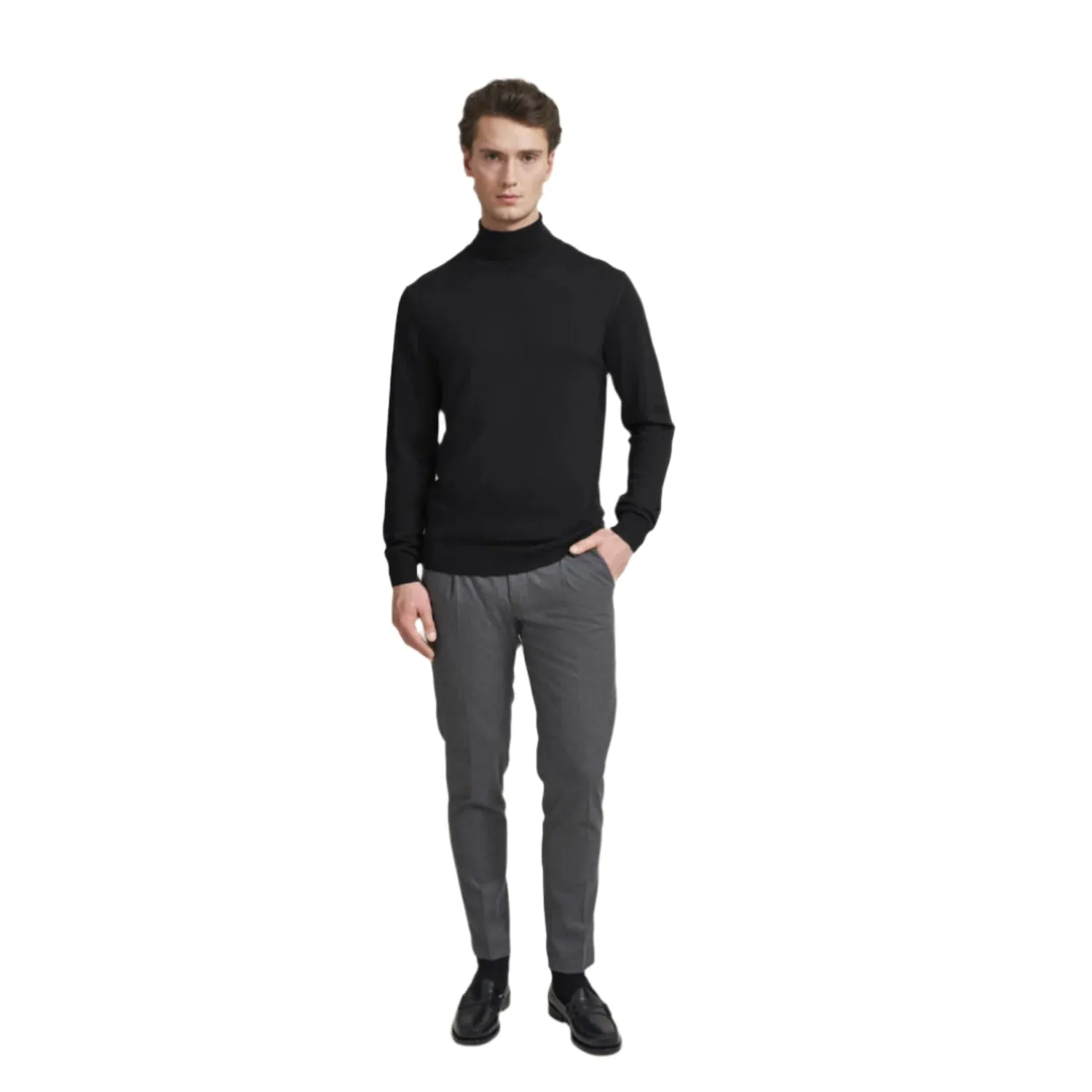 Bugatti Men's Polo-neck Sweater Made from Merino Wool