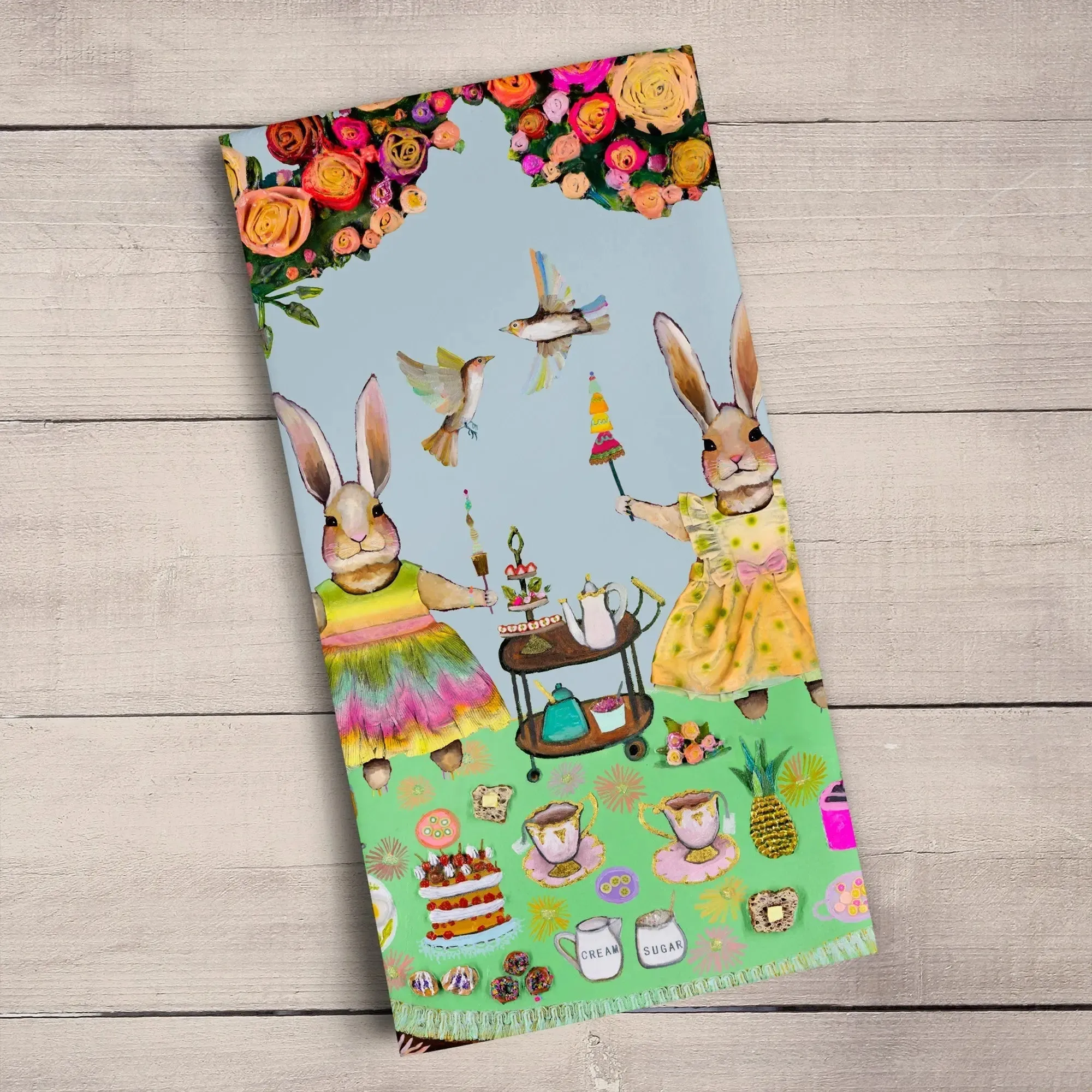 Bunny Tea Party Tea Towels by GreenBox Art