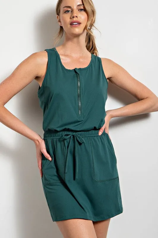 BUTTER SLEEVELESS DEFINED ROMPER DRESS
