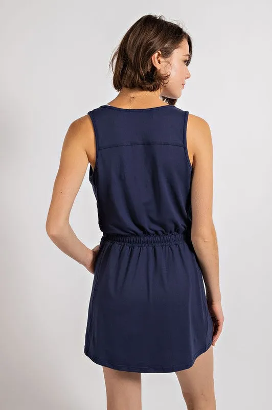 BUTTER SLEEVELESS DEFINED ROMPER DRESS