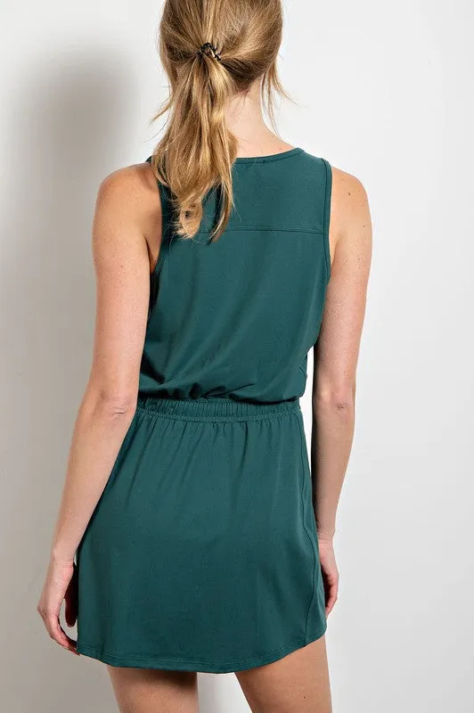 BUTTER SLEEVELESS DEFINED ROMPER DRESS