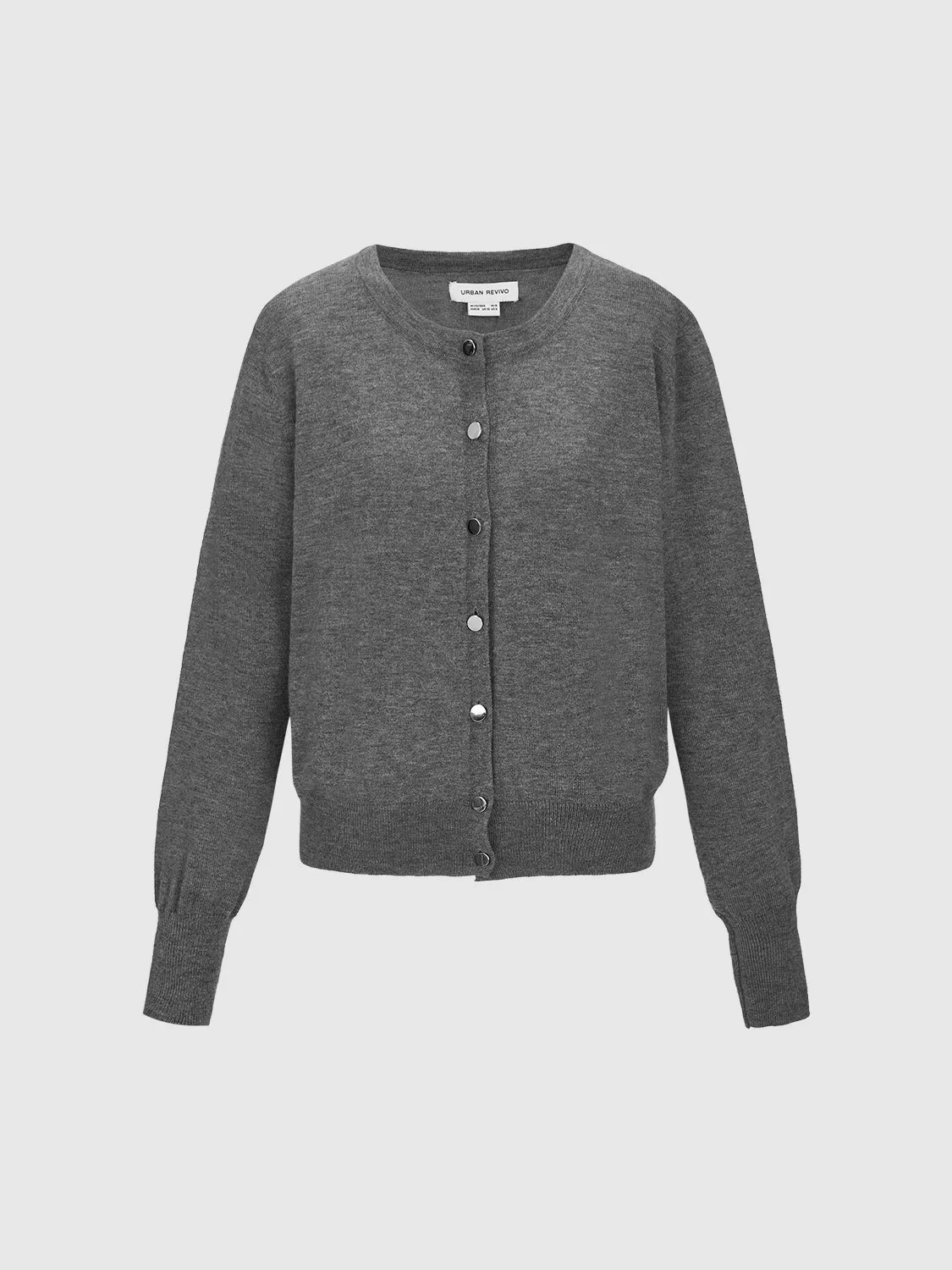 Button Up Crew Neck Knitted Cardigans