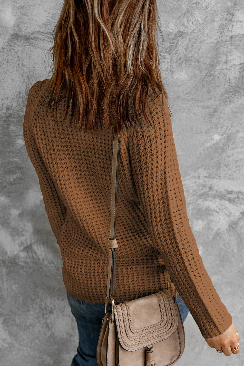 Buttoned Wrap Turtleneck Sweater