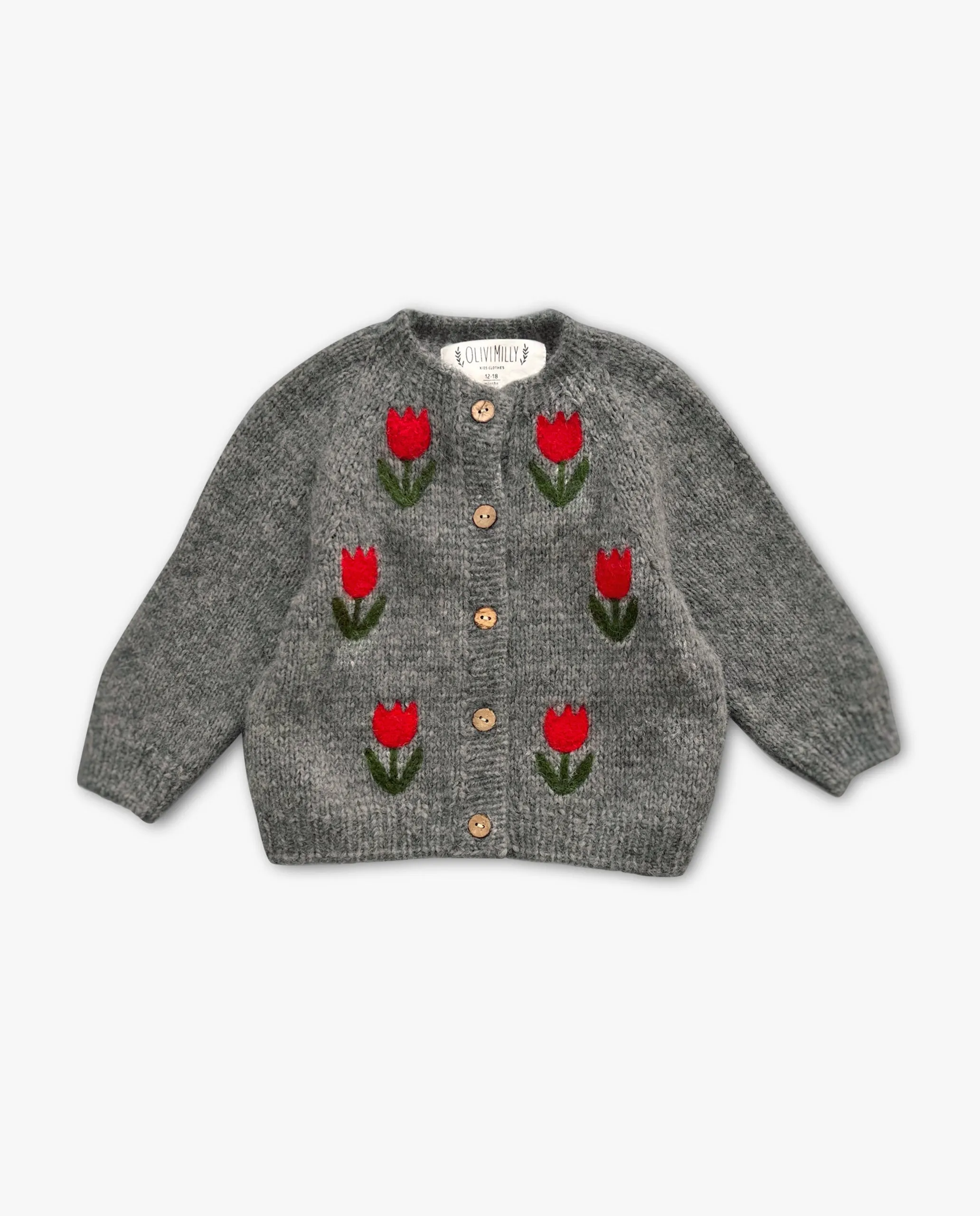 Cardigan Tulips |dark grey| in stock (0-3m)