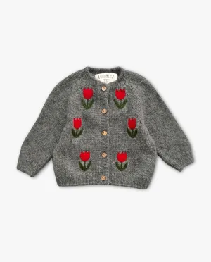 Cardigan Tulips |dark grey| in stock (0-3m)