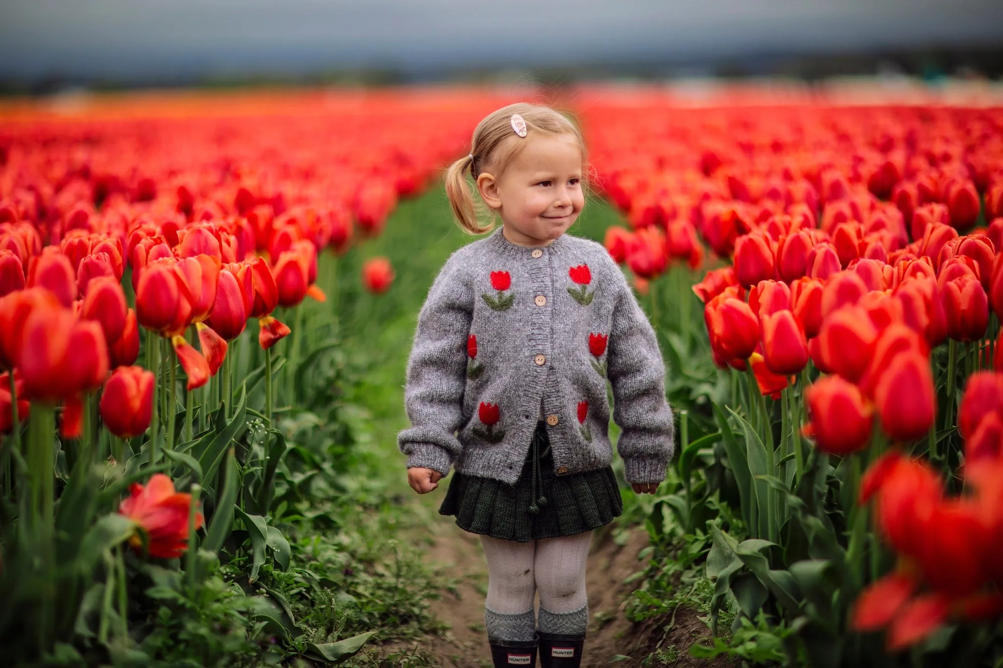 Cardigan Tulips |dark grey| in stock (0-3m)