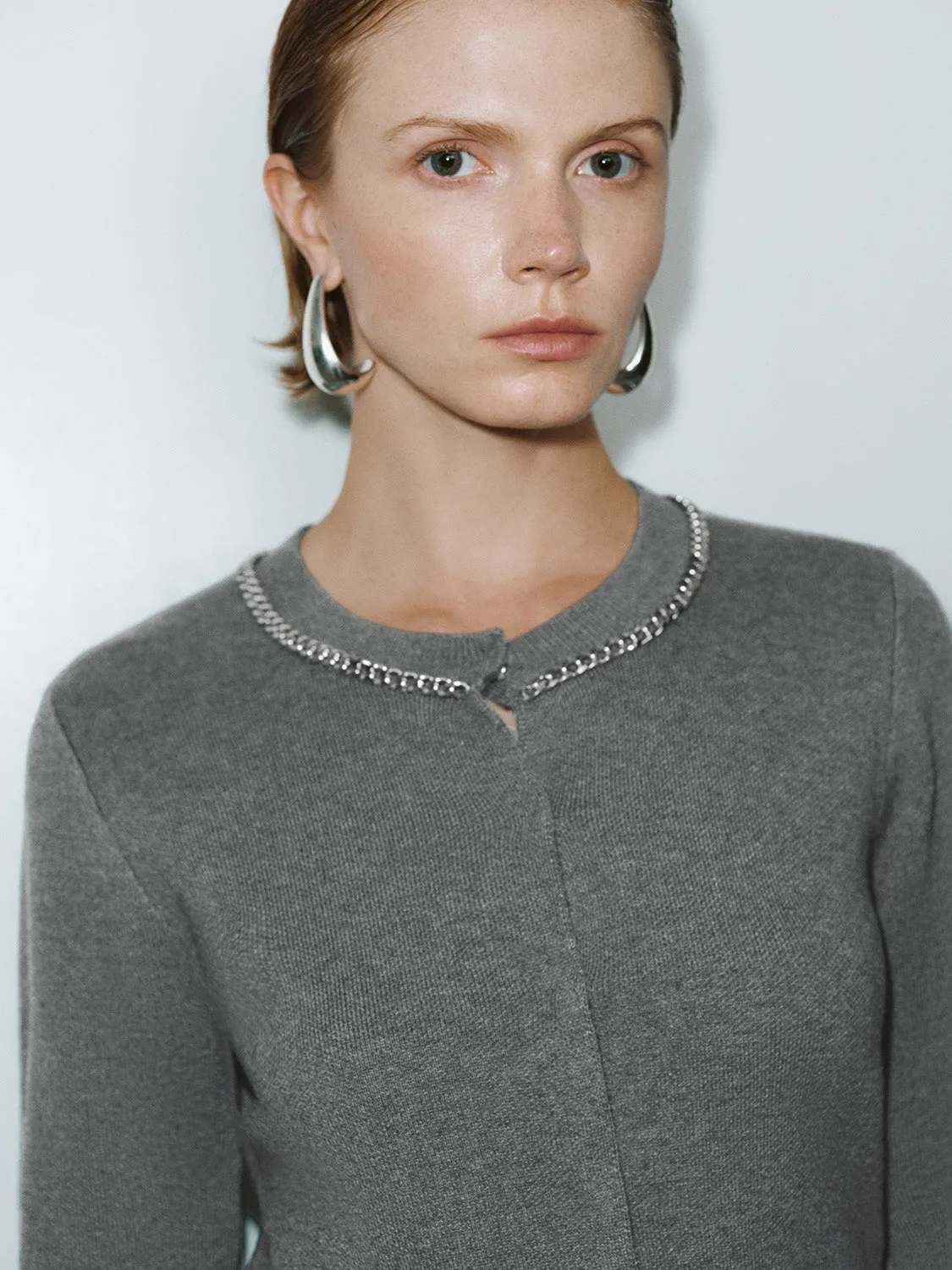 Chain Decor Knitted Cardigans