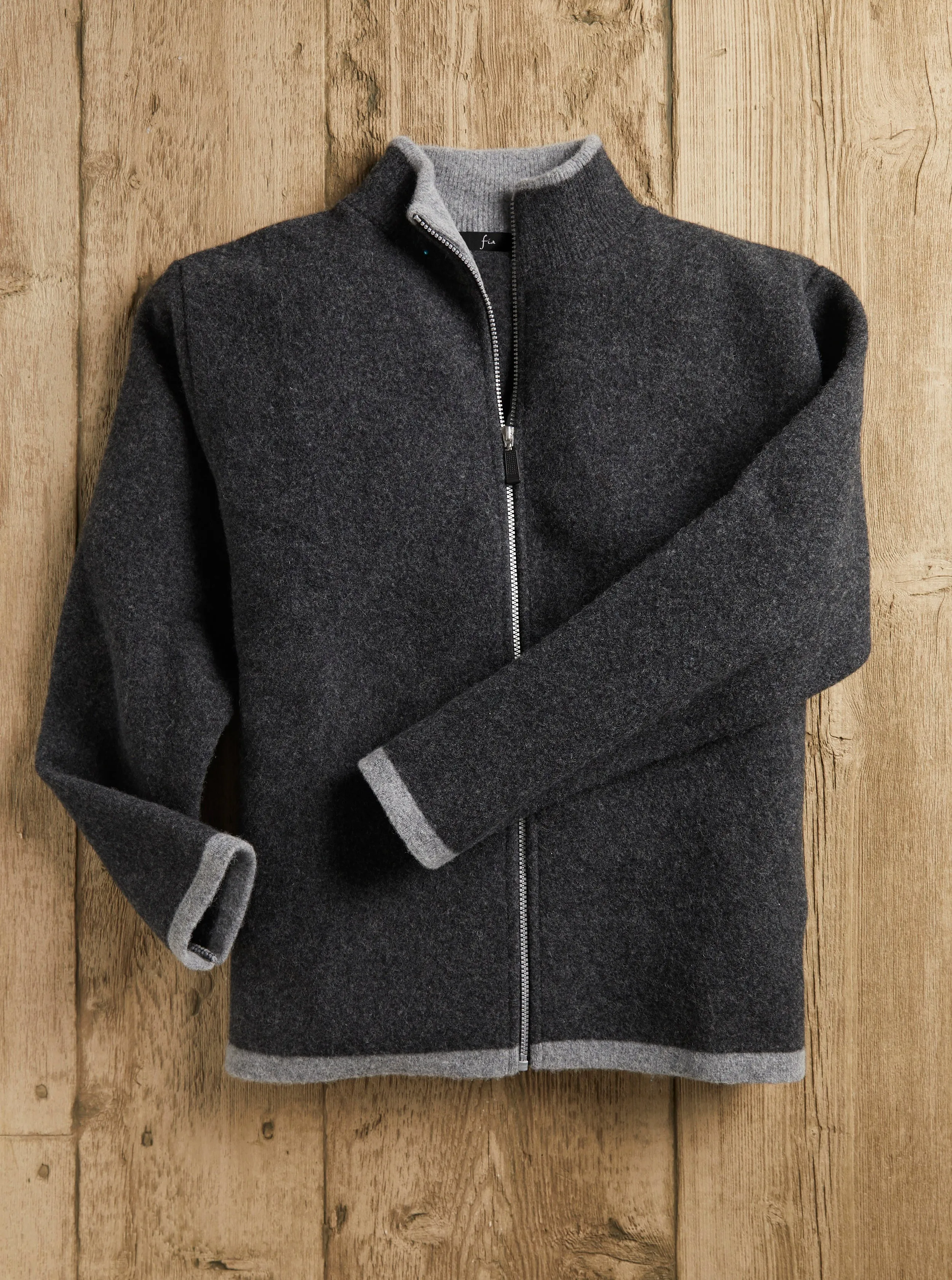 Charcoal Felted Wool Cardigan