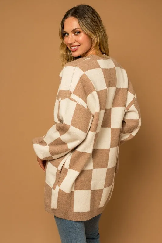 Checker Sweater Cardigan