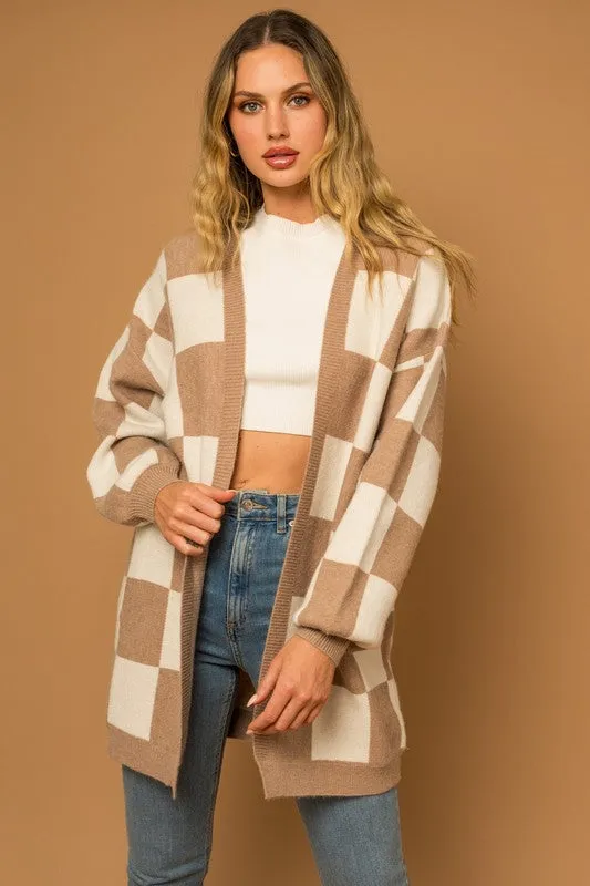Checker Sweater Cardigan