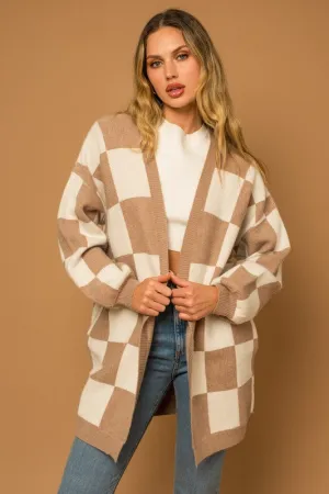 Checker Sweater Cardigan