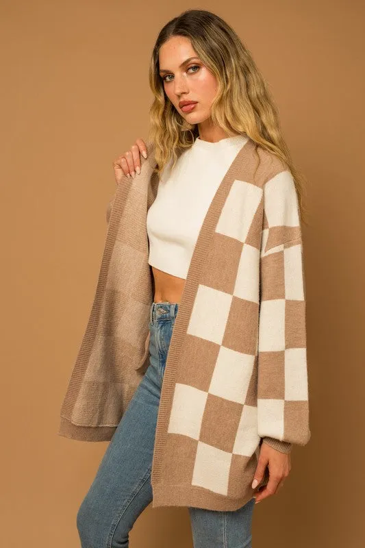 Checker Sweater Cardigan