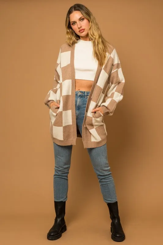 Checker Sweater Cardigan
