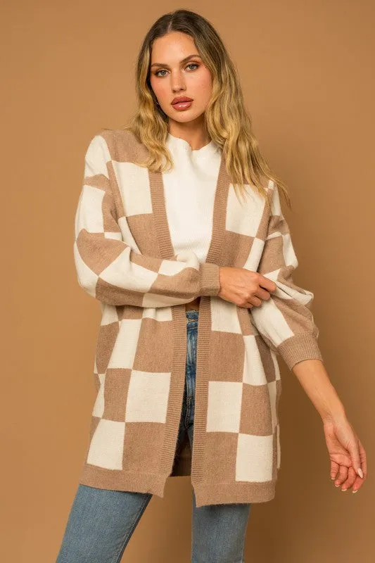 Checker Sweater Cardigan