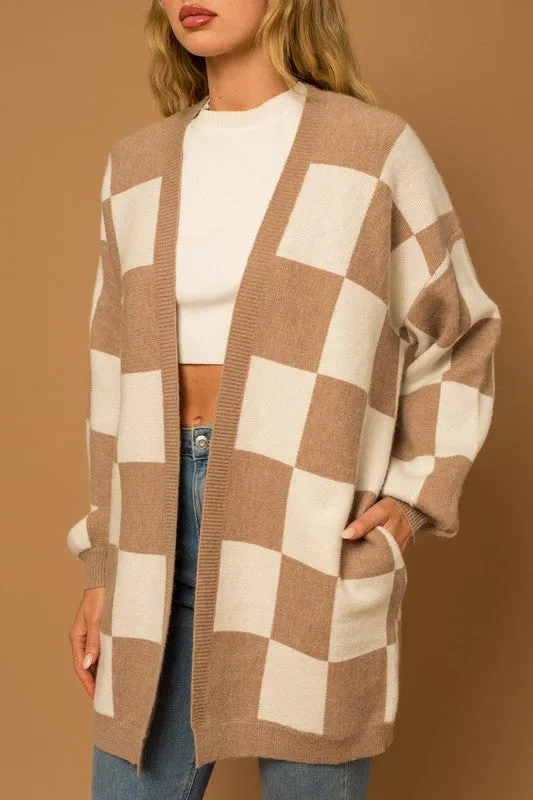 Checker Sweater Cardigan