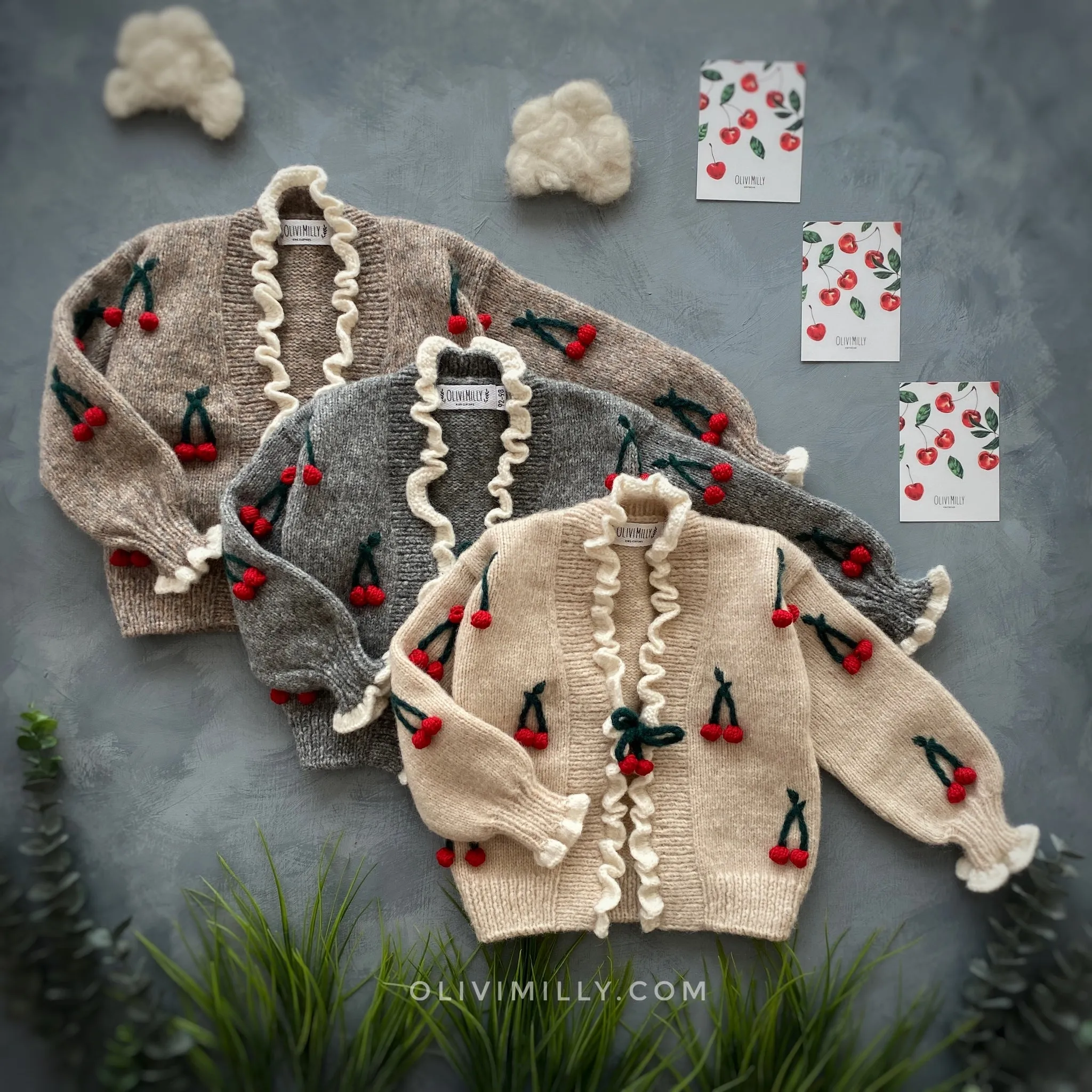 Cherries cardigan | Beigebrown