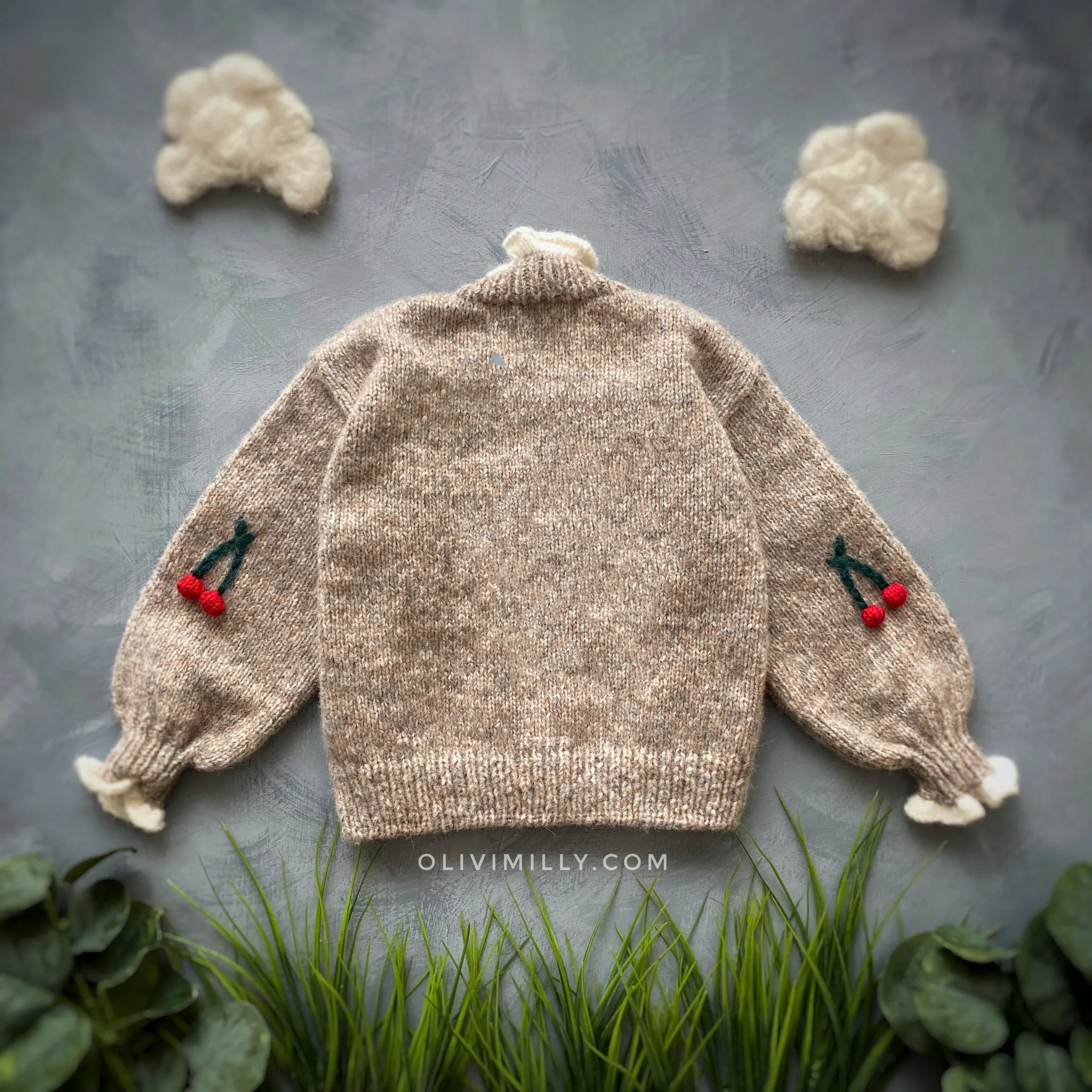 Cherries cardigan | Beigebrown