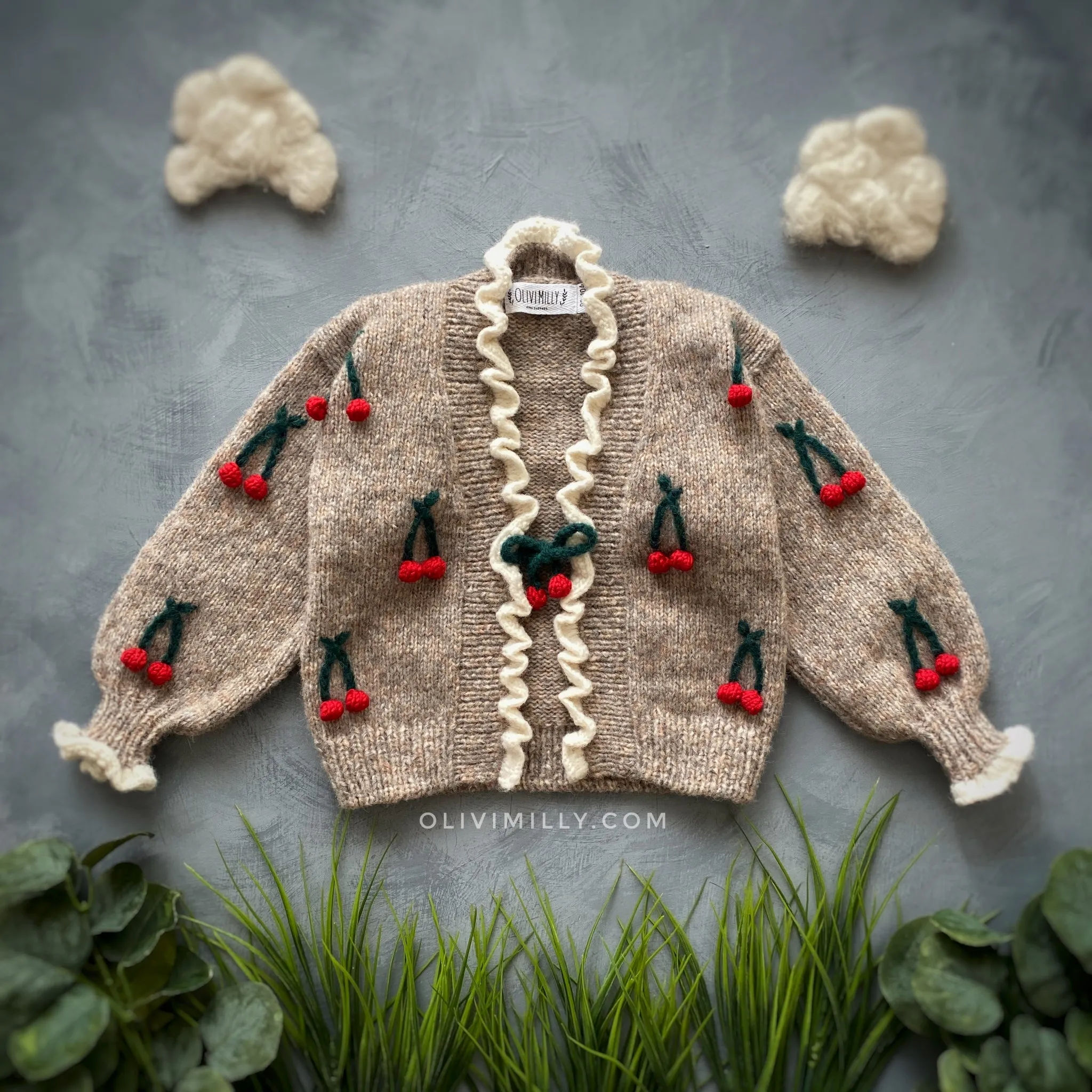 Cherries cardigan | Beigebrown