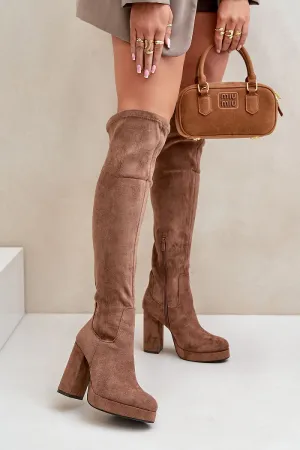 Chic Suede Column Heel Boots