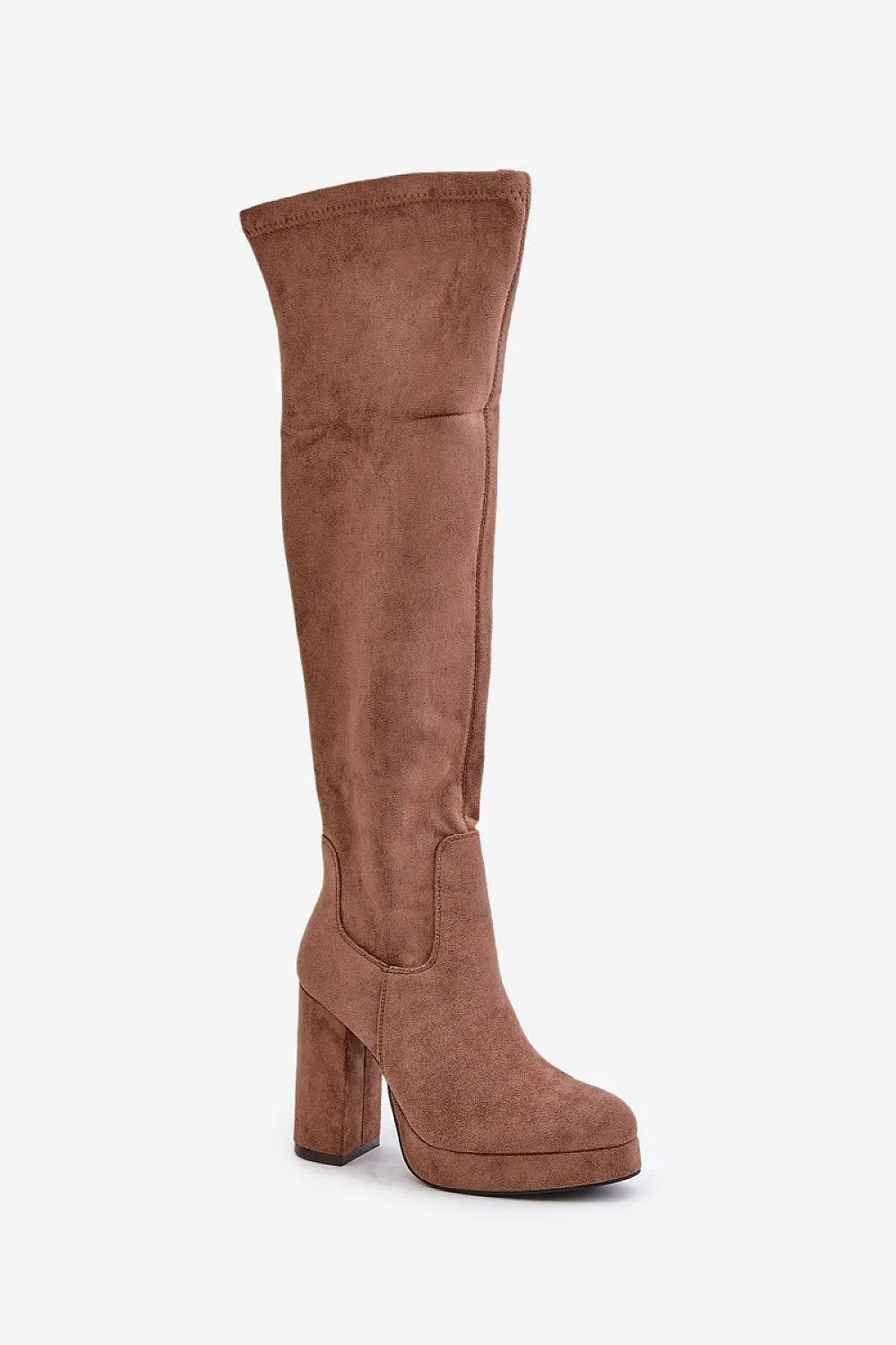 Chic Suede Column Heel Boots