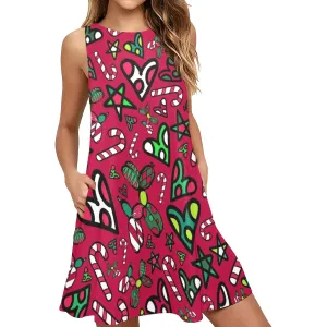 Christmas Jumble - Flared Shift Dress with Pockets (XS - 3XL)