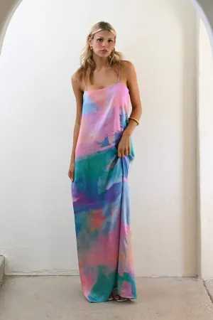 Cindy Maxi Shift Dress — Watercolor
