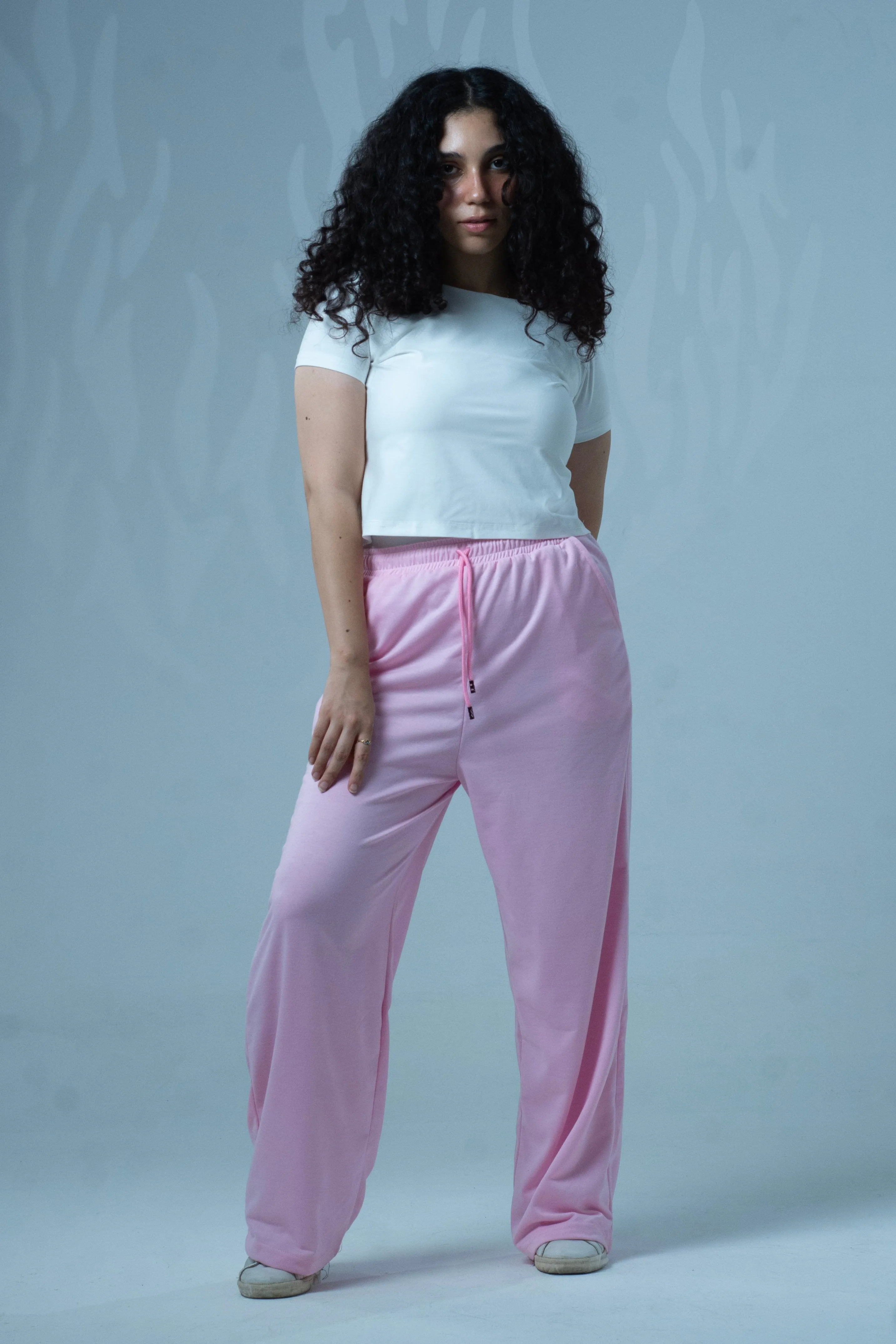 Comfy Cotton Wide Leg Pants - Pink