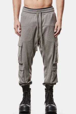 Contrast cargo drawstring pants, Grey
