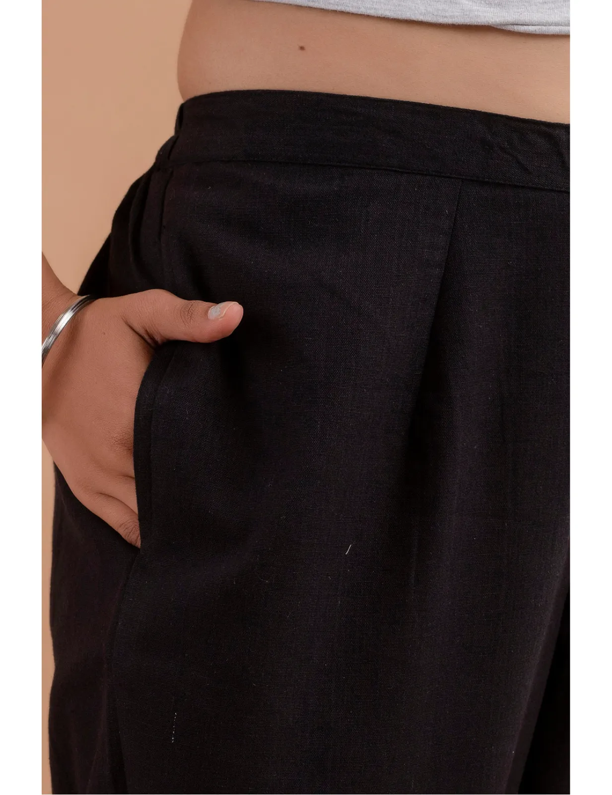 Cotton Flax Pants - Black