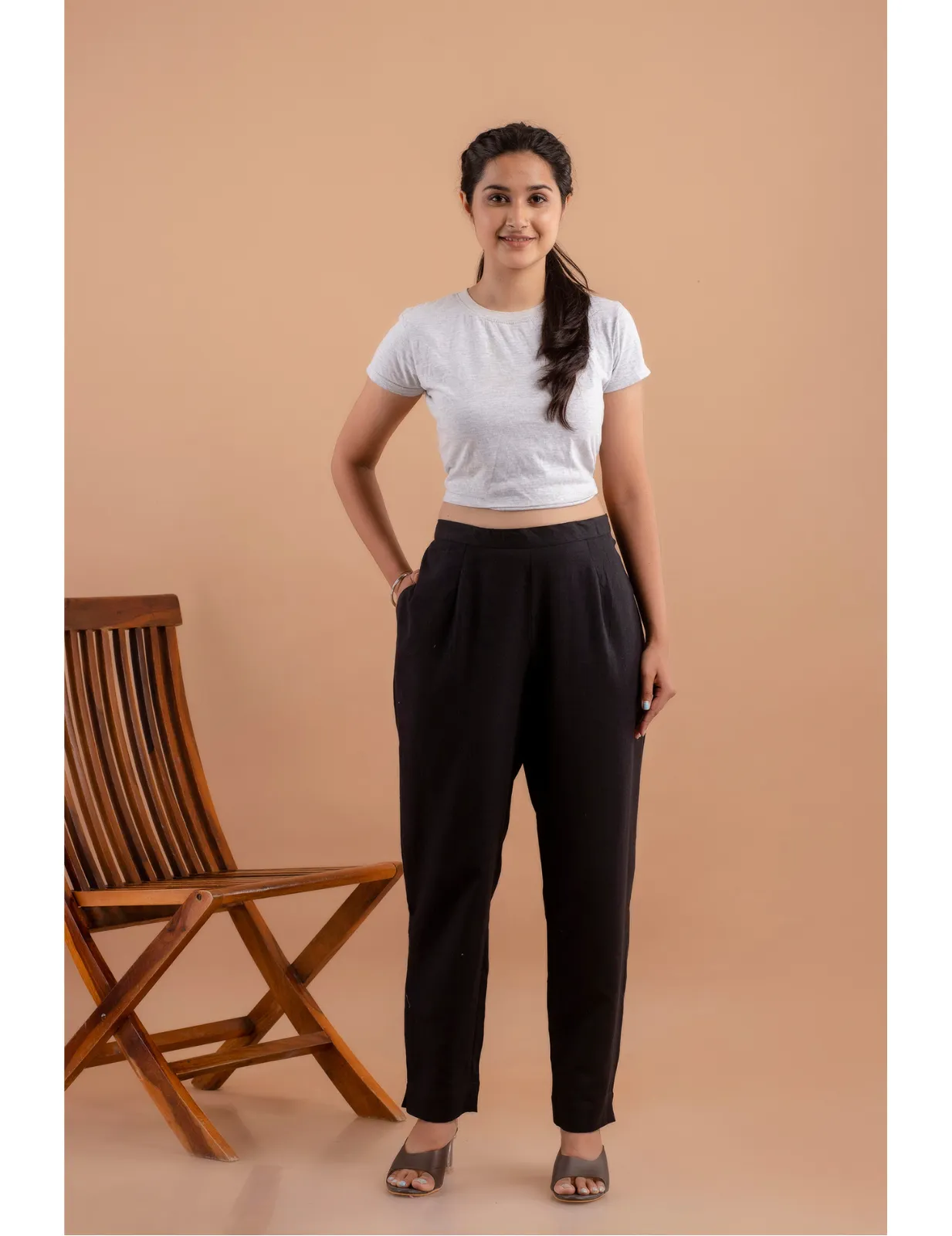 Cotton Flax Pants - Black