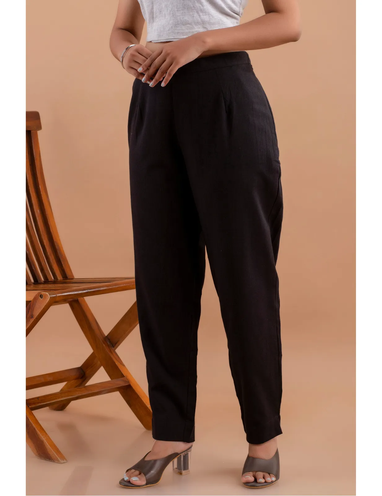Cotton Flax Pants - Black