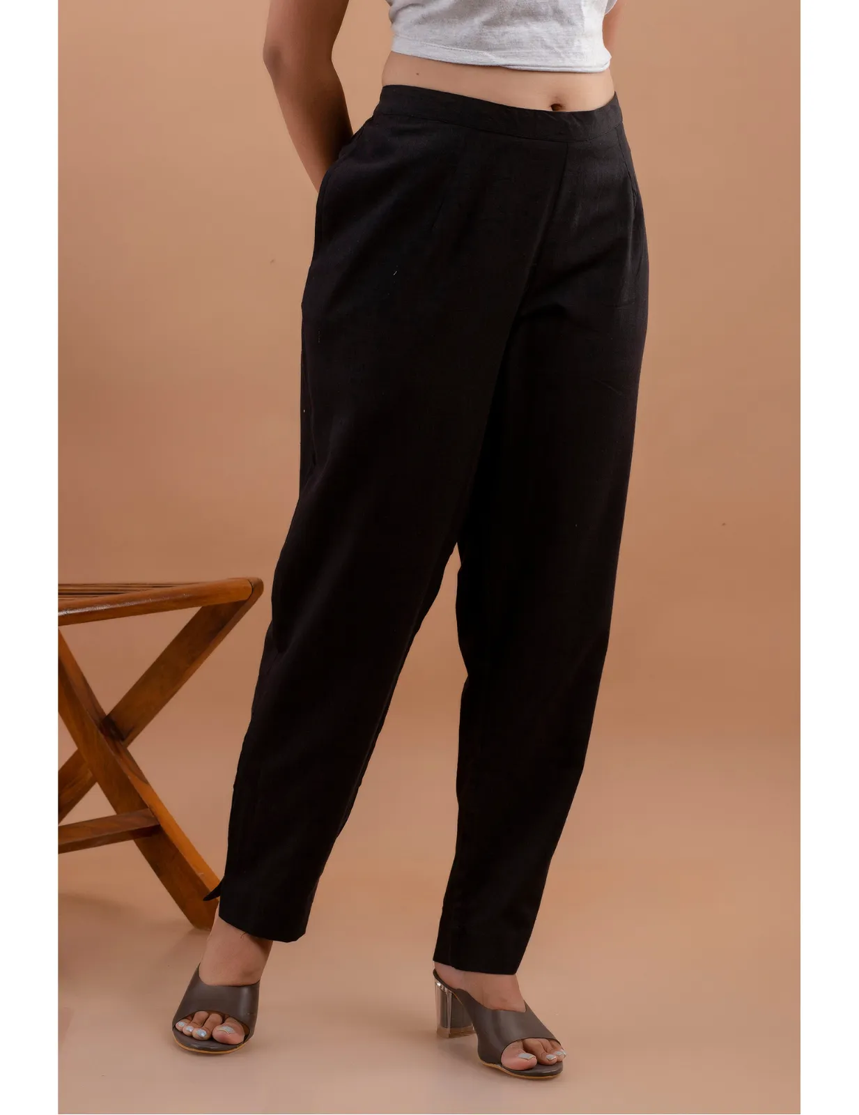 Cotton Flax Pants - Black