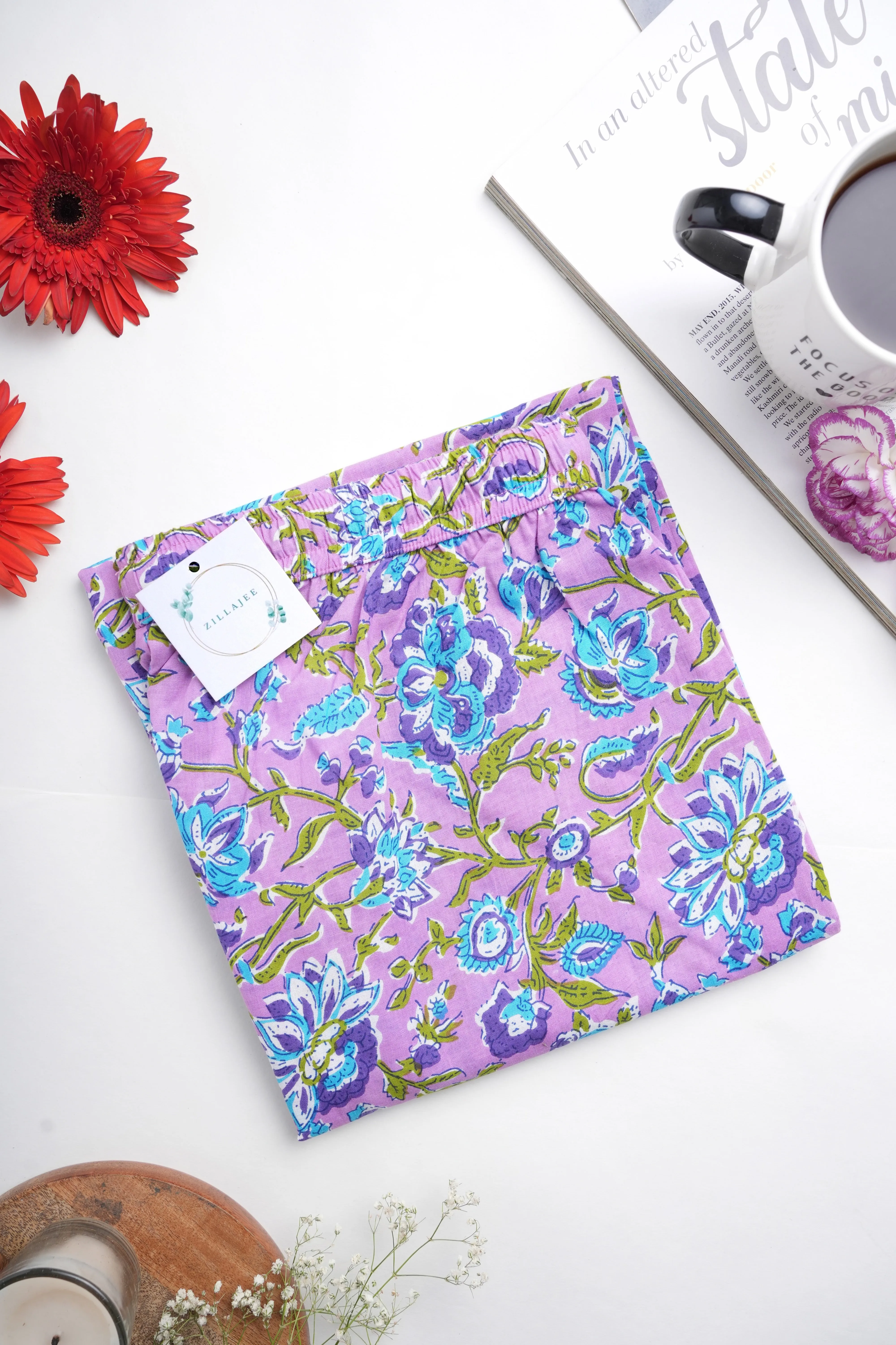 Cotton Pajama Pants Women - Mystic Lavender