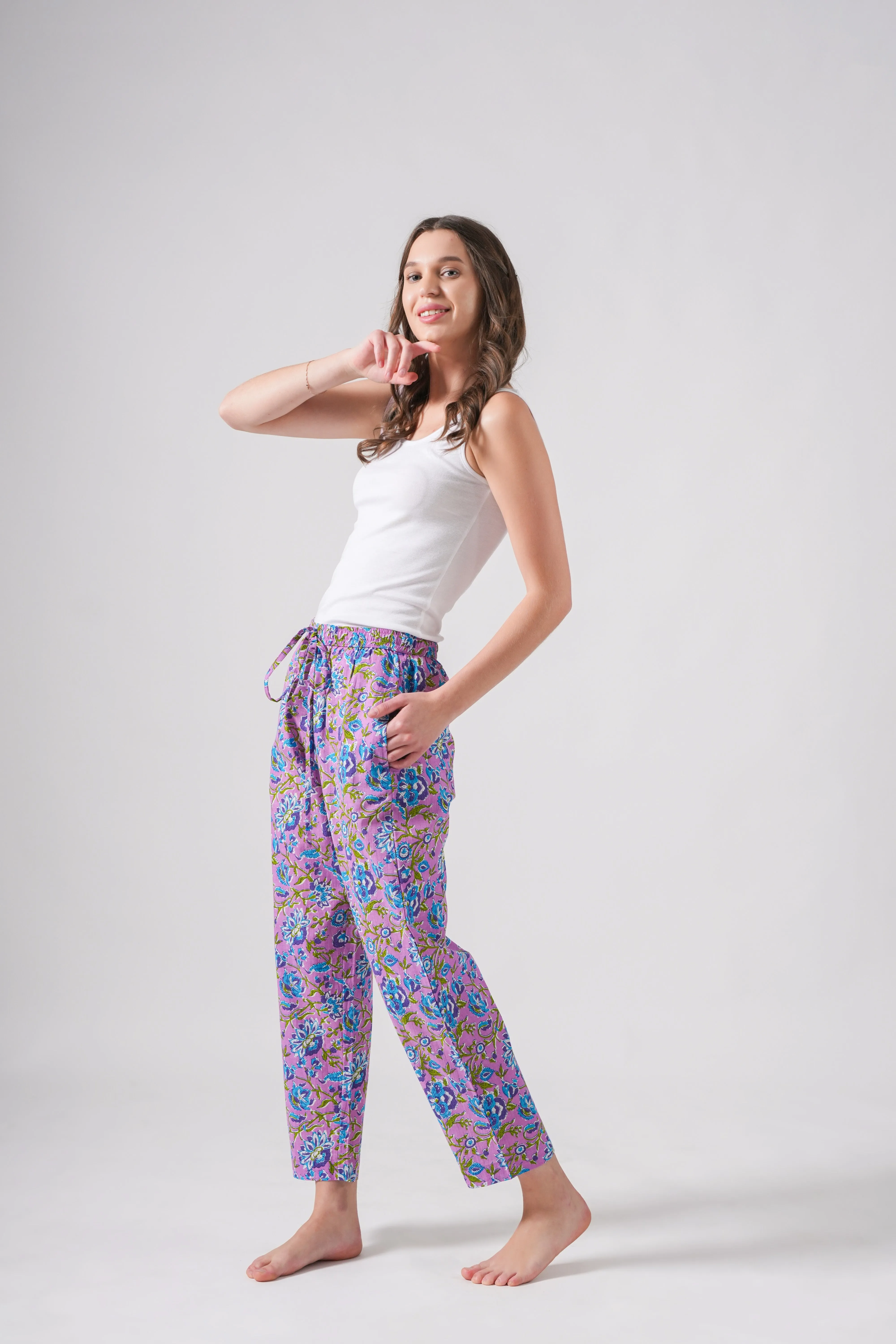 Cotton Pajama Pants Women - Mystic Lavender
