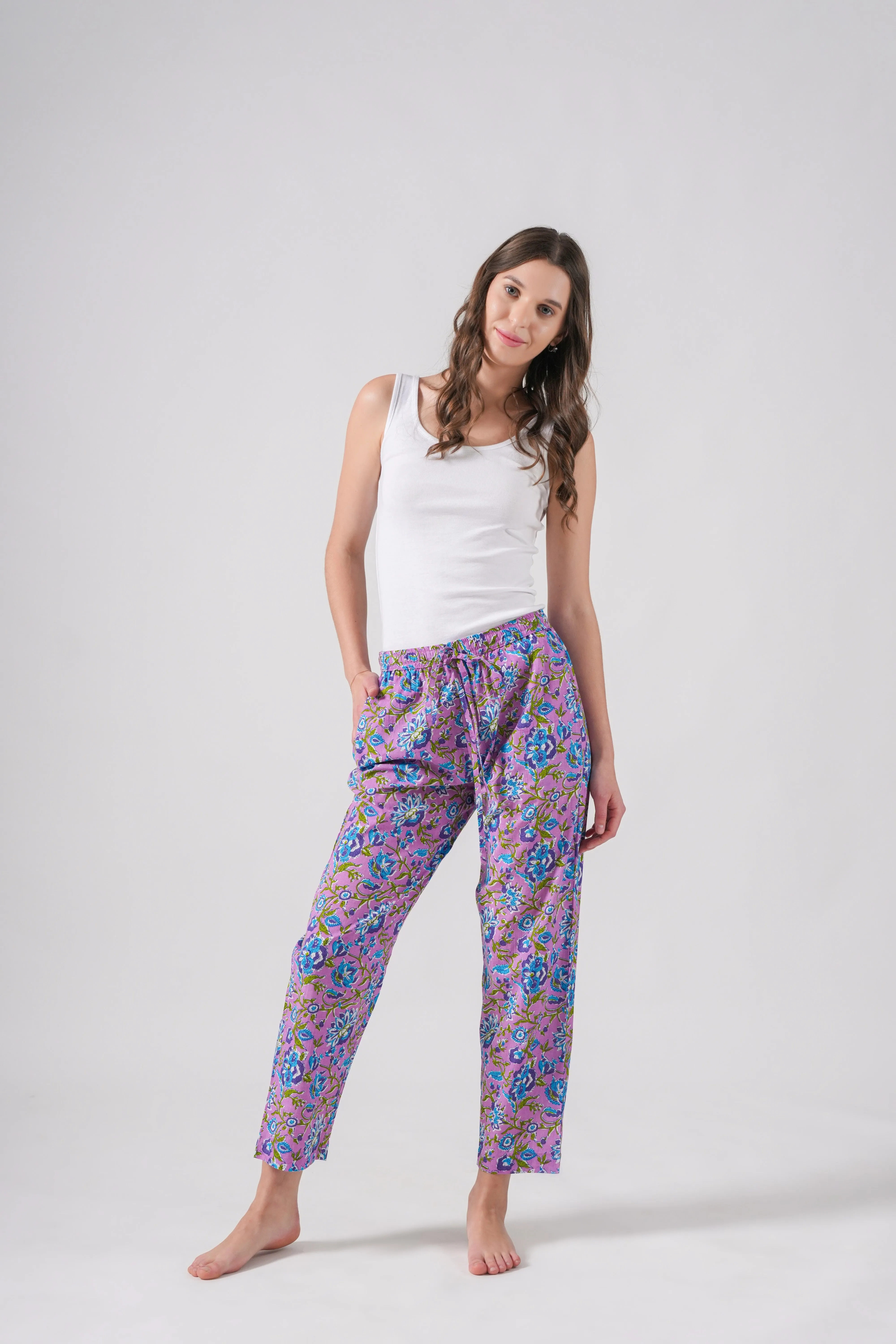 Cotton Pajama Pants Women - Mystic Lavender