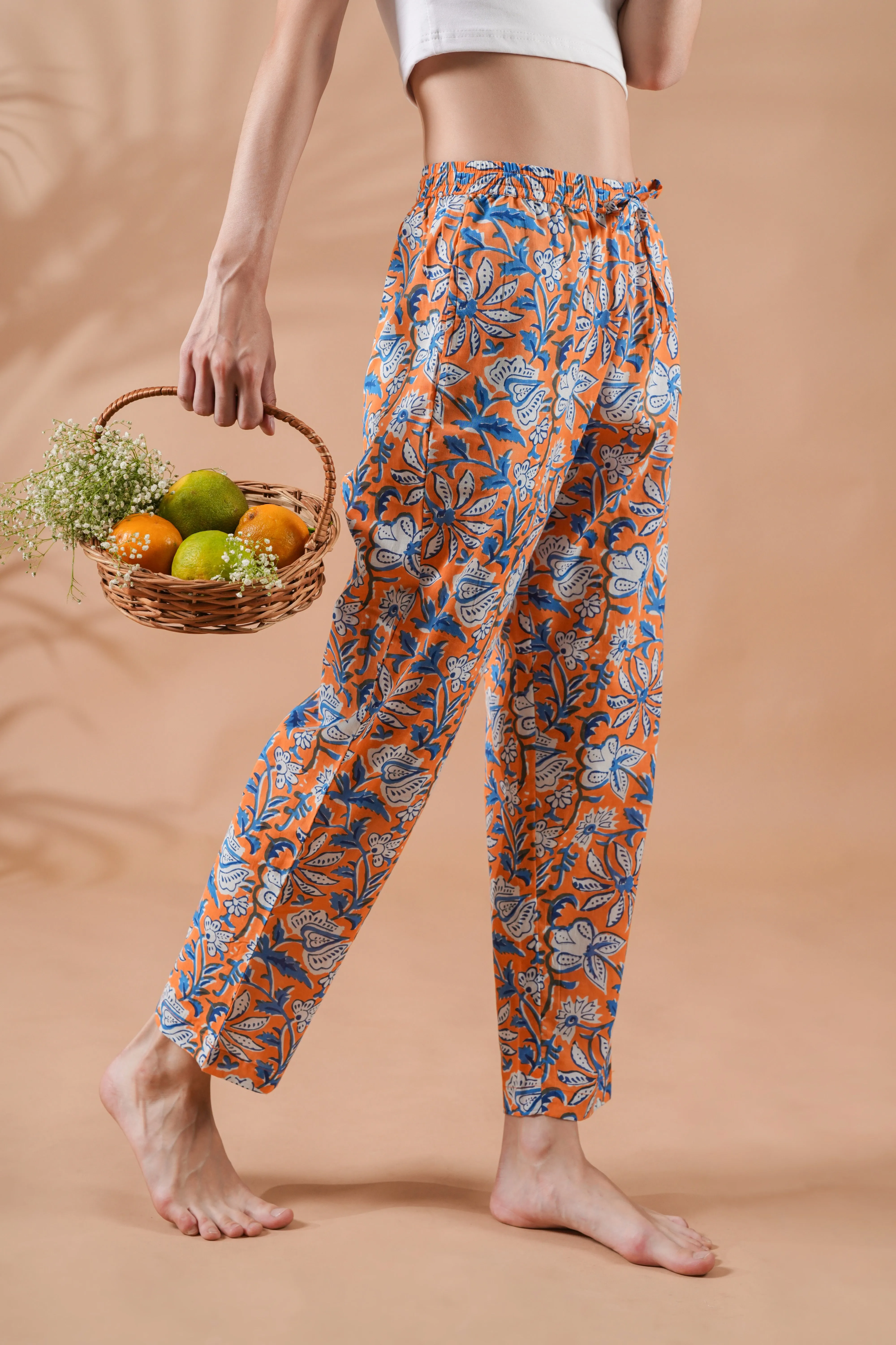 Cotton Pajama Pants Women - Vibrant Vines
