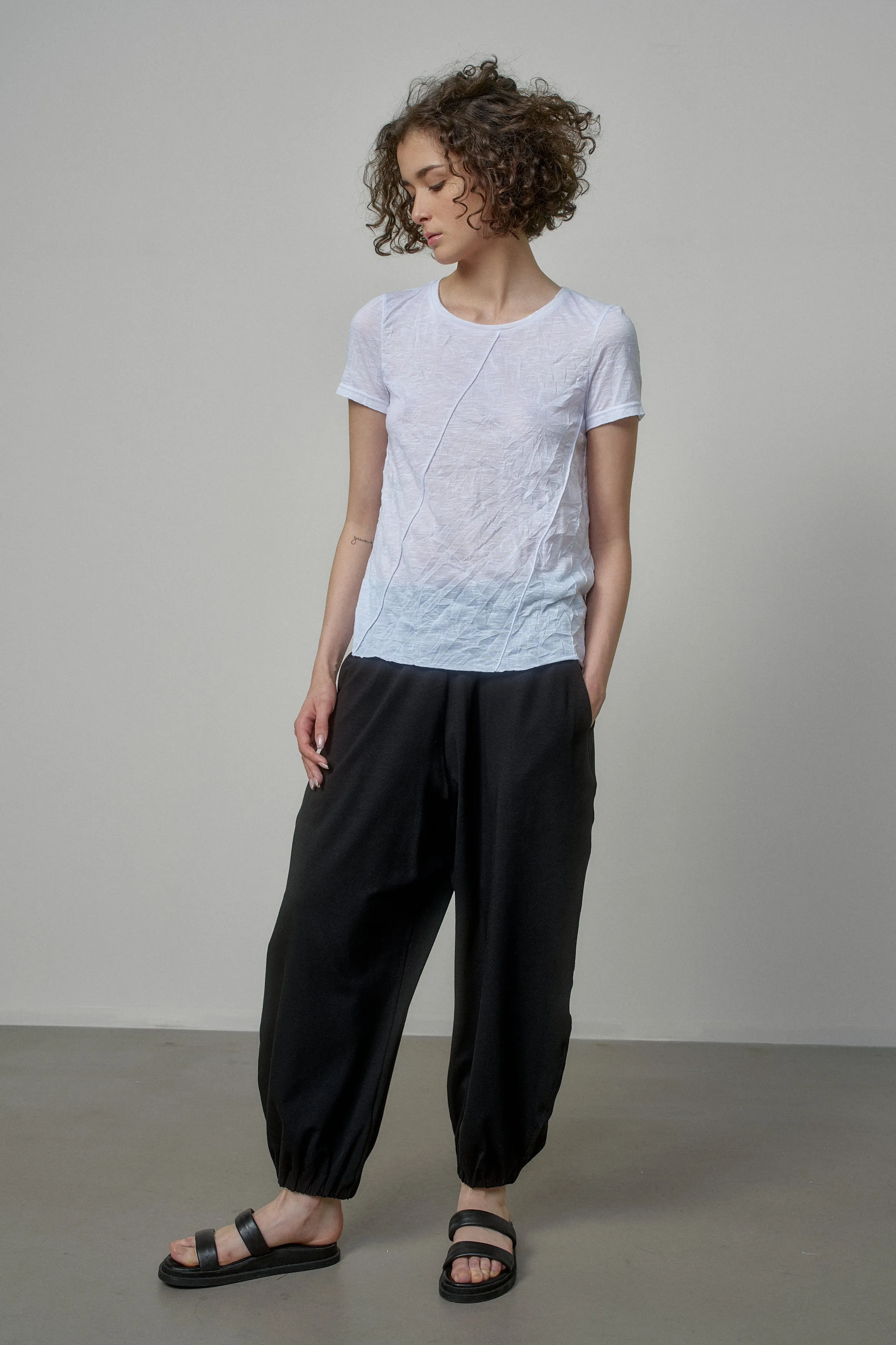COTTON PANTS WITH ELASTIC WAIST AND CUFFS