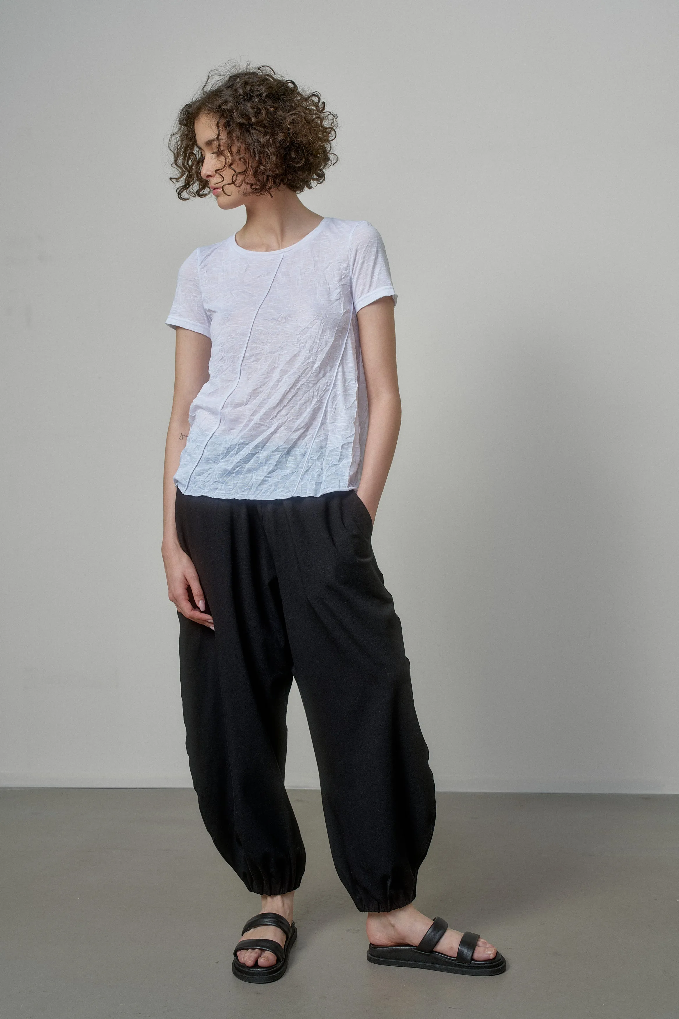 COTTON PANTS WITH ELASTIC WAIST AND CUFFS