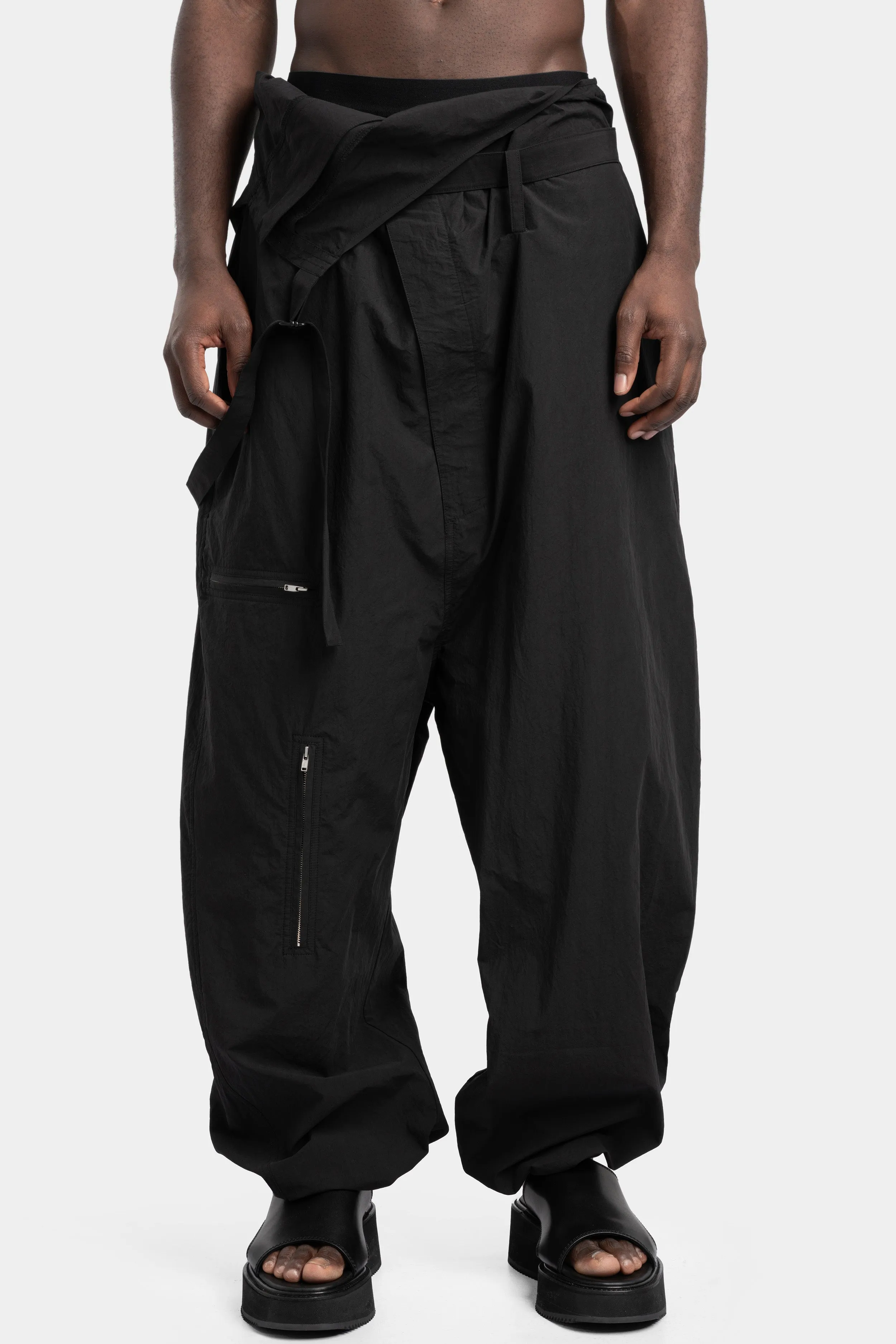 Cotton suspender jumpsuit trousers