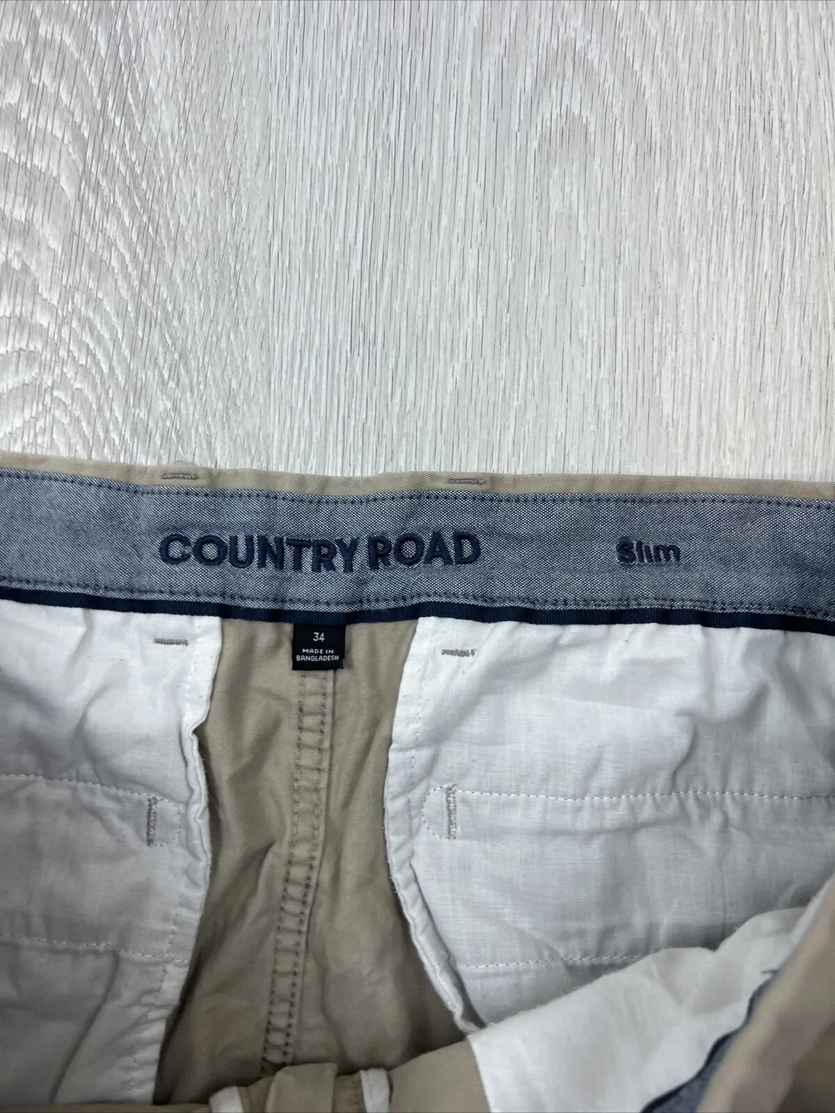 Country Road Mens Beige Slim Chinos Size 34