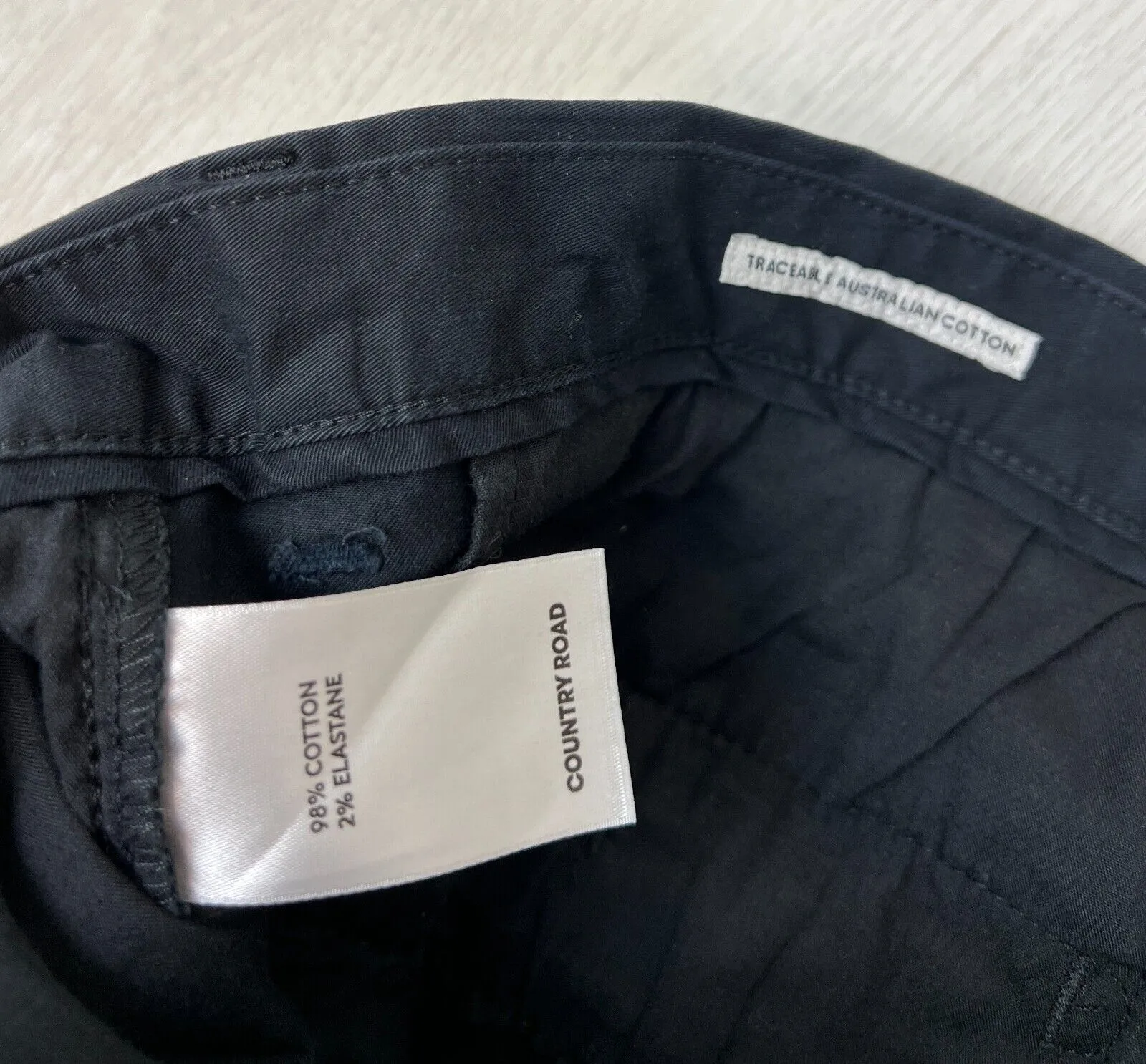 Country Road Mens Black Standard Fit Chinos Size 40