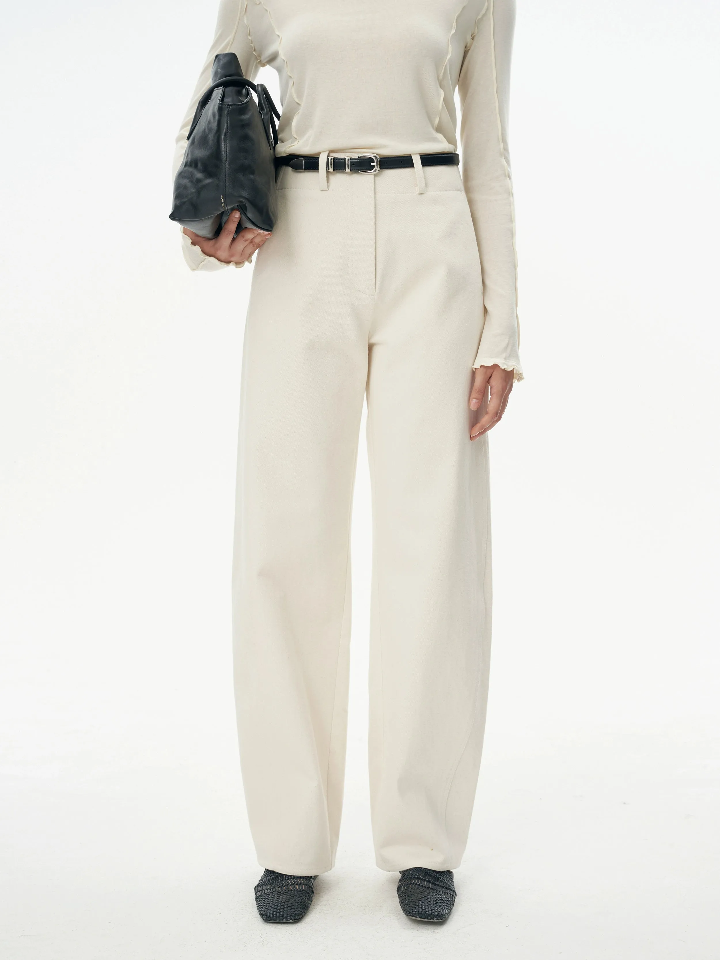 Cream Wide-Leg Trousers