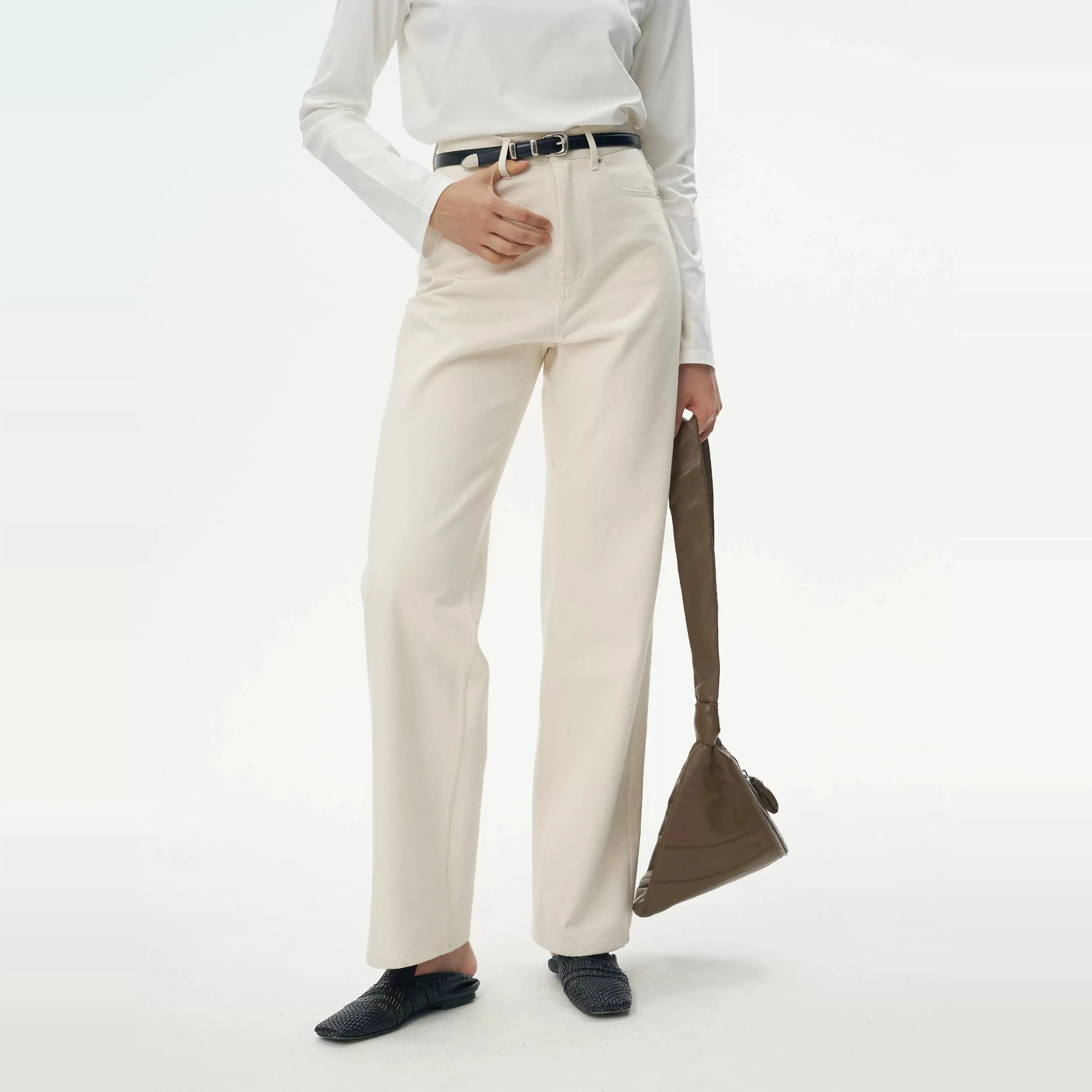 Cream Wide-Leg Trousers