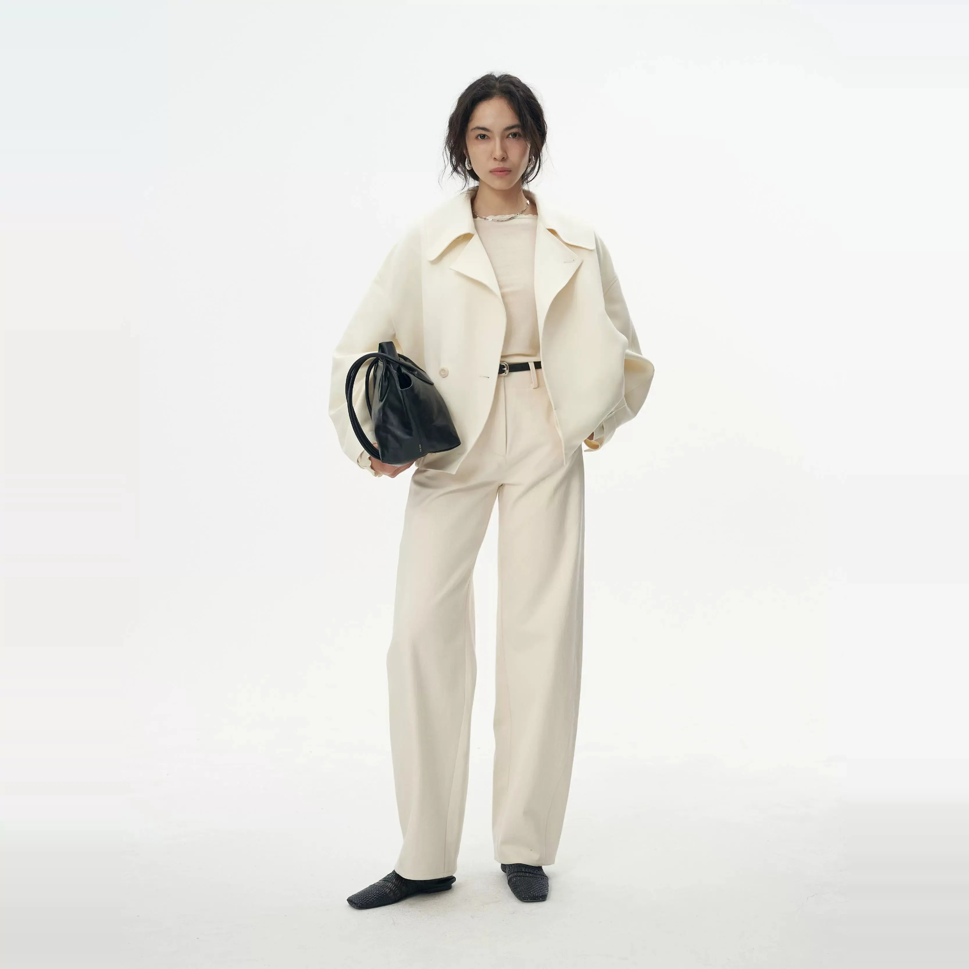 Cream Wide-Leg Trousers