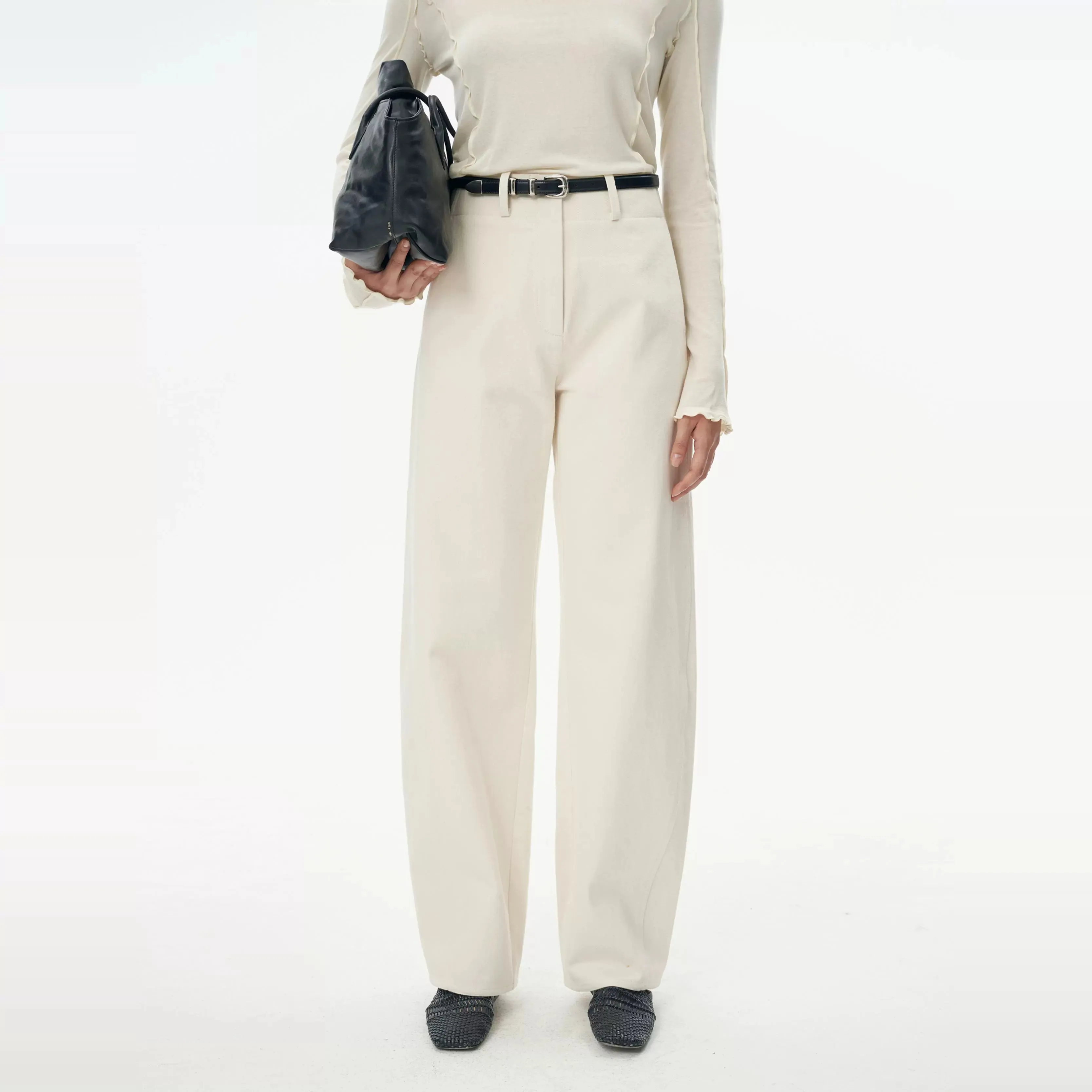 Cream Wide-Leg Trousers