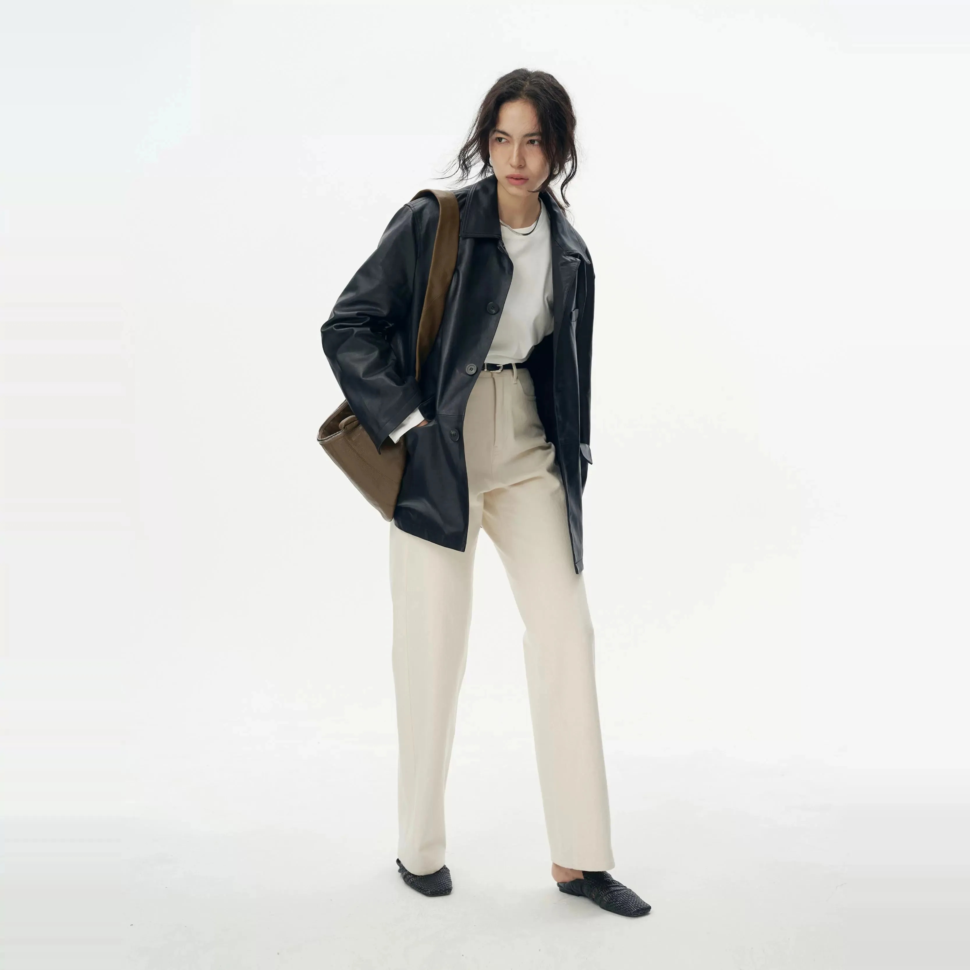 Cream Wide-Leg Trousers